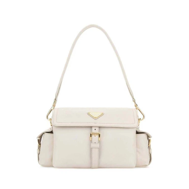 Ivory Nappa Leather Prada Explore Shoulder Bag Talco Borse A Mano