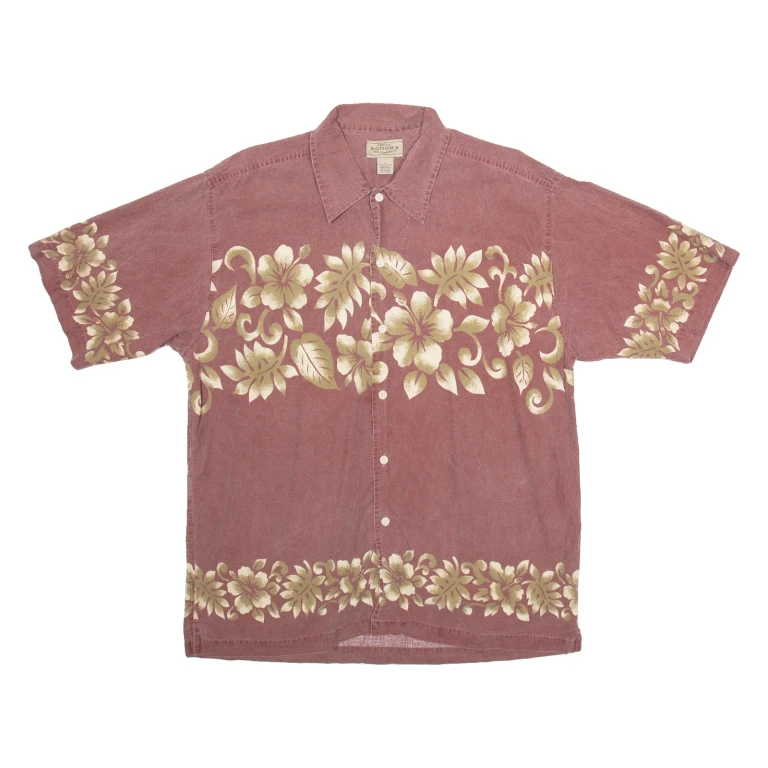 SONOMA Mens Hawaiian Shirt Brown Floral L