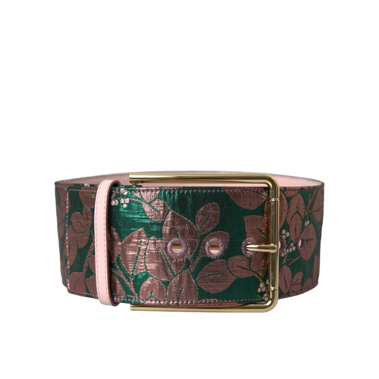 Dolce & Gabbana Multicolor Floral Jacquard Lurex Gold Buckle Belt Polyester - Women