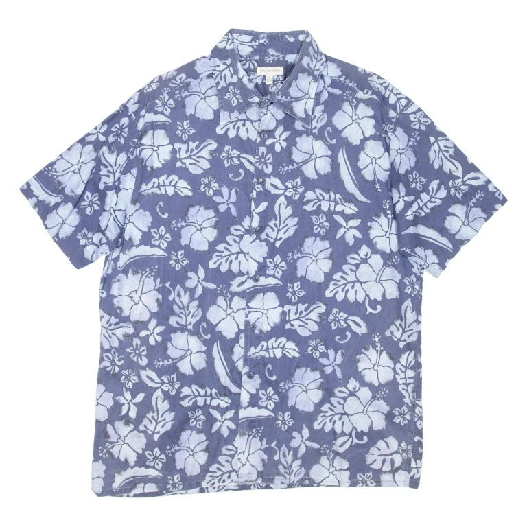 OVIESSE Mens Shirt Blue Floral XL