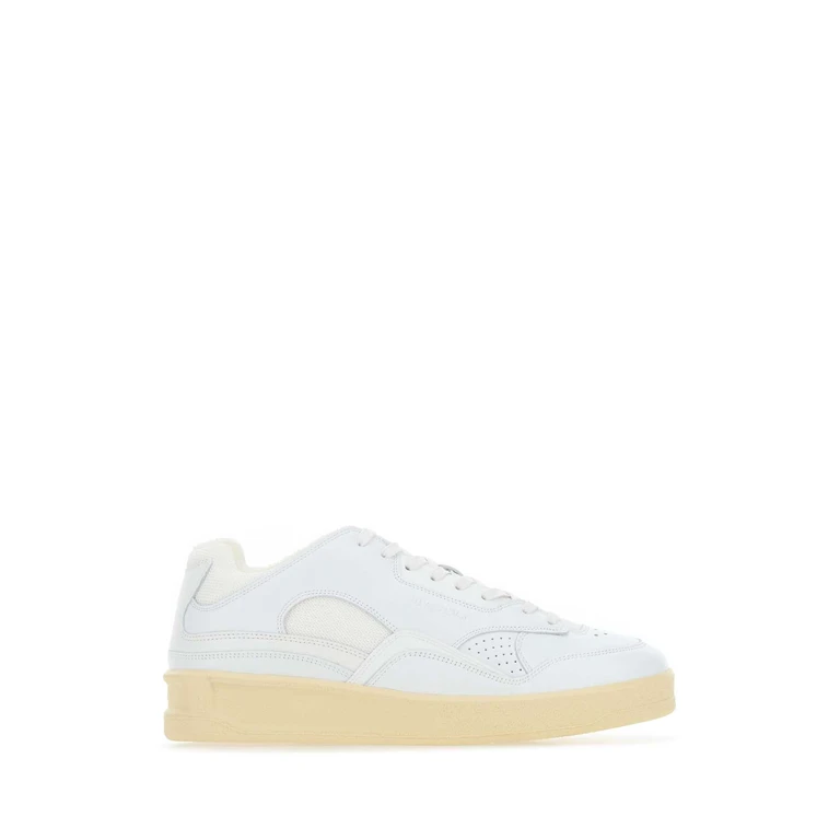 Jil Sander White Leather And Fabric Basket Sneakers 100 - Women