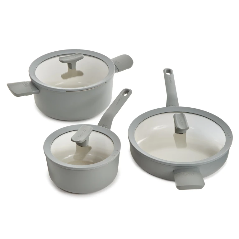 Balance 6Pc Nonstick Ceramic Cookware Set With Glass Lid, Recycled Aluminum, Moonmist