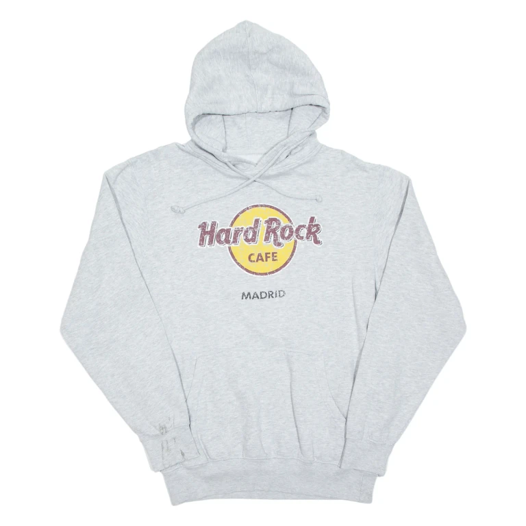 HARD ROCK CAFE Madrid Mens Grey Hoodie L
