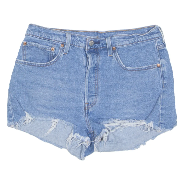 LEVI'S Cut Off 501 Womens Denim Shorts Blue Regular M W30