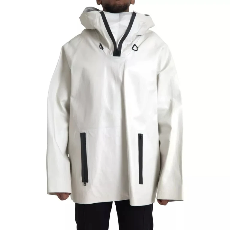 White Leather Men Waterproof Jacket Blouson Calf Clothing - Men