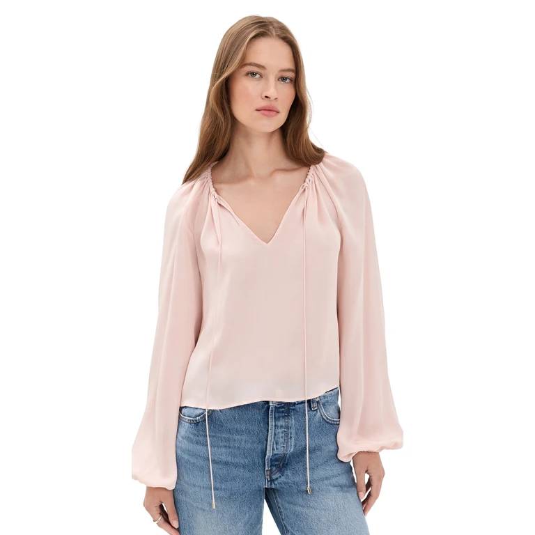 FRAME The Silk Balloon Blouse Taffy XS