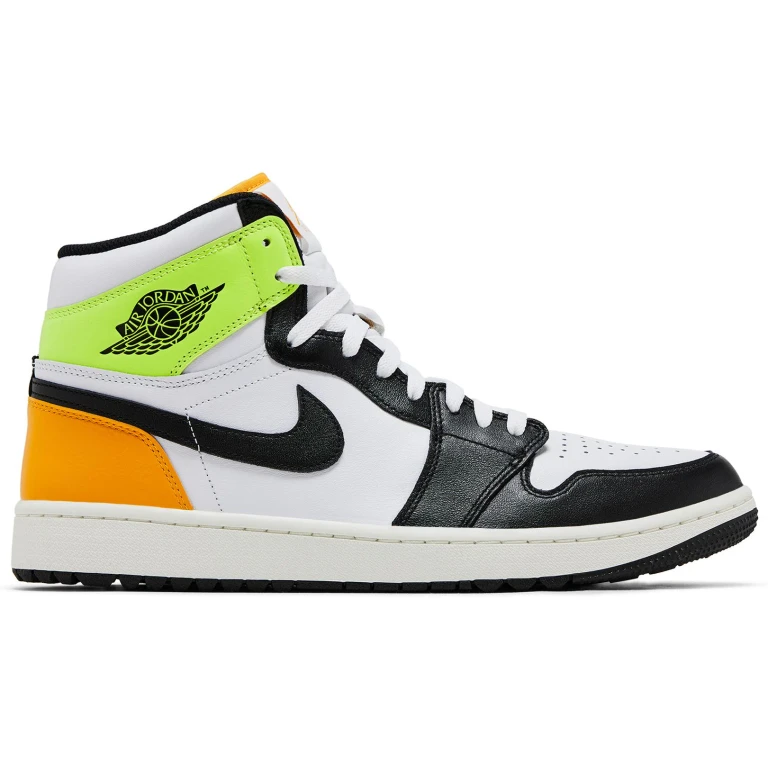 [DQ0660-105] MENS AIR JORDAN RETRO 1 HIGH GOLF 'WHITE UNIVERSITY GOLD VOLT BLACK'