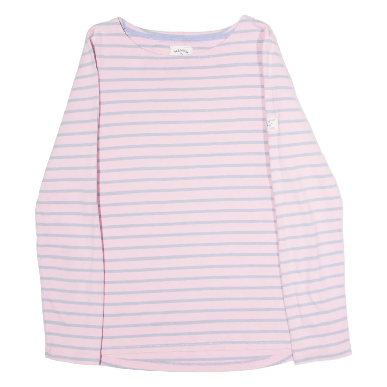 JOULES Striped Womens T-Shirt Pink Long Sleeve Crew Neck UK 10