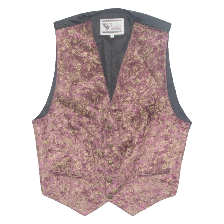 NEW DIRECTION Mens Blazer Waistcoat Maroon 90s Floral XL