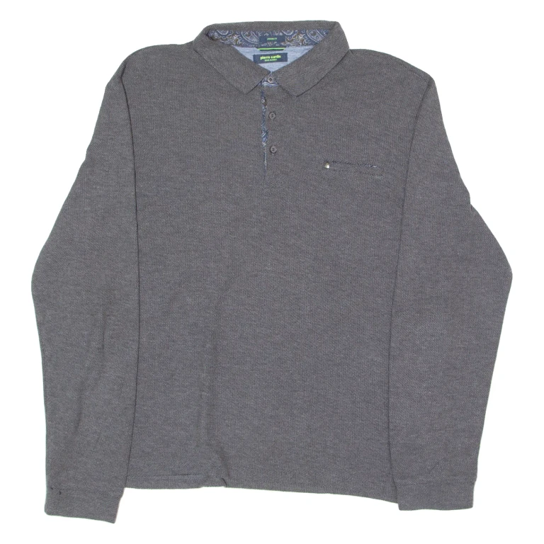 PIERRE CARDIN Mens Polo Shirt Grey Long Sleeve XL