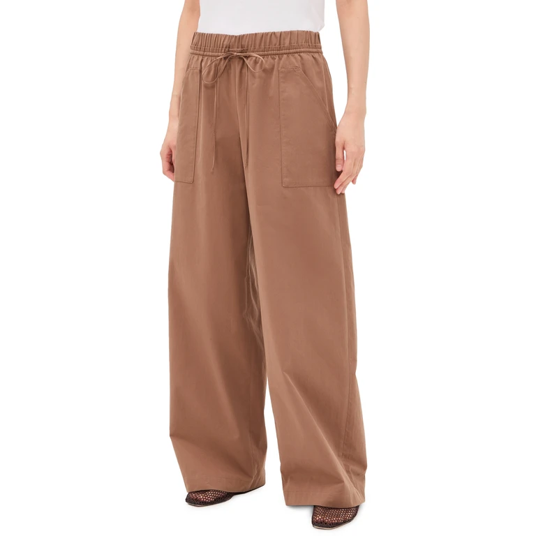 Vince Mid Rise Cotton Drawstring Pants Off White XL