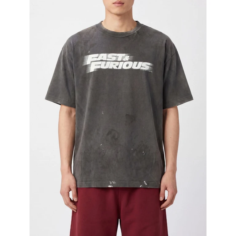 Graphic Print Cotton T-Shirt with Dropped Shoulders (SMMK80000C06)