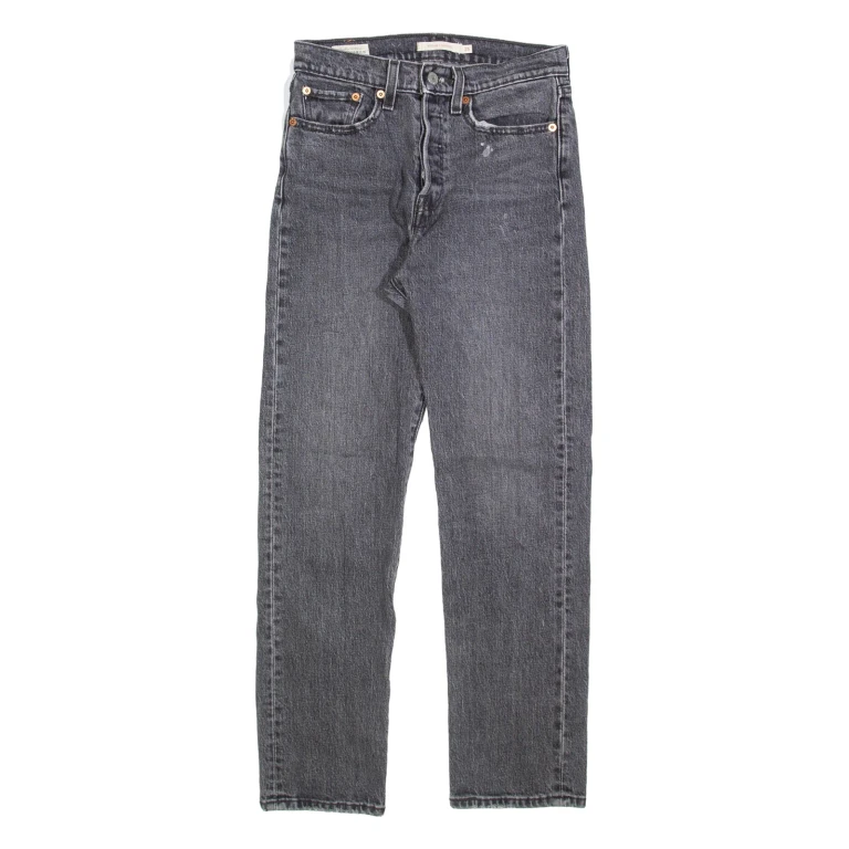 LEVI'S Wedgie Big E Womens Jeans Grey Slim Straight Stone Wash W25 L28