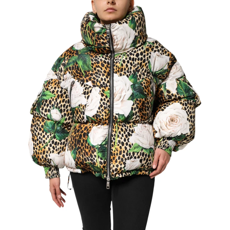 Dolce & Gabbana Multicolor Leopard Rose Puffer Quilted Jacket Polyester Clothing - Women
