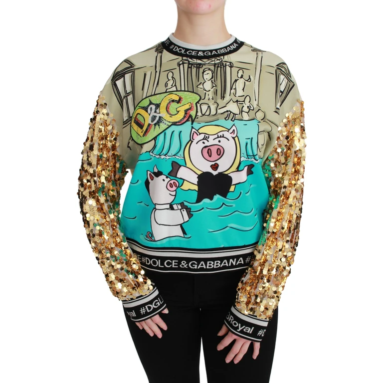 Dolce & Gabbana Year Of The Pig Sequined Top Sweater Cotton - Women