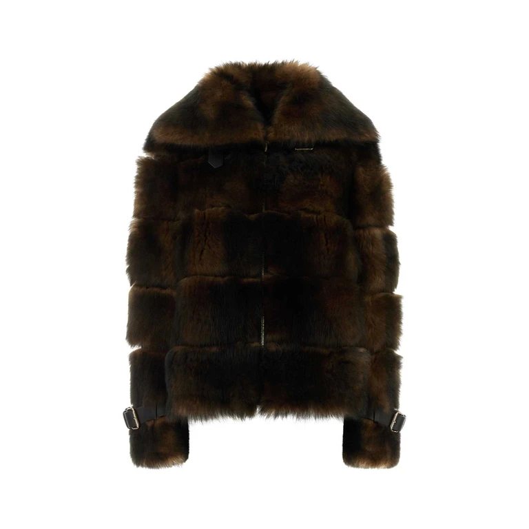 Fendi Brown Fur Black Exterior: Shearling Pellicce - Women