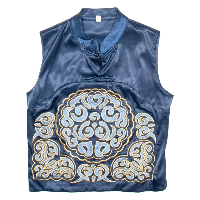 Womens Blouse Blue V-Neck Sleeveless Silk Crazy Pattern S