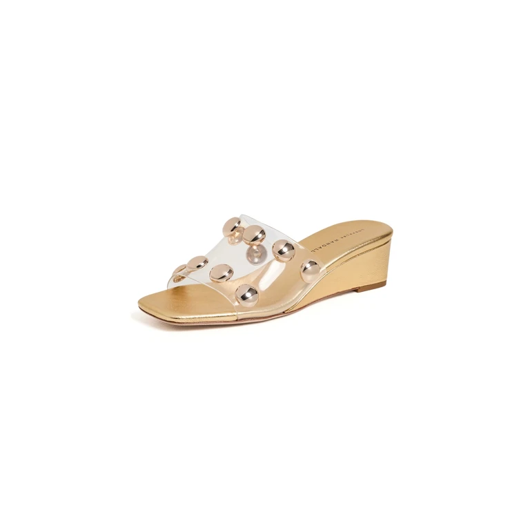Loeffler Randall Enya Studded Wedges Light Gold/Champagne 11