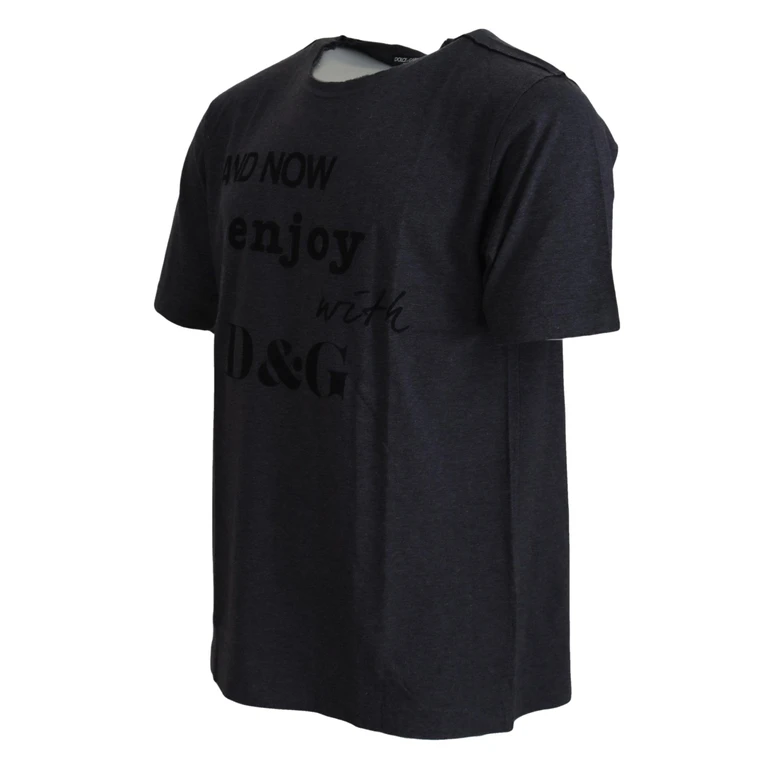 Dolce & Gabbana Gray Crewneck Cotton Short Sleeve T-Shirt - Men