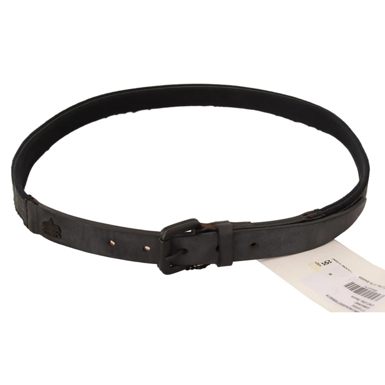 Black Leather Logo Buckle Waist Women Belt Denim - Women