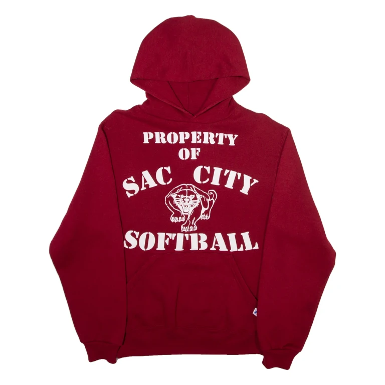 RUSSELL ATHLETIC Sac City Softball Mens Red Hoodie USA S