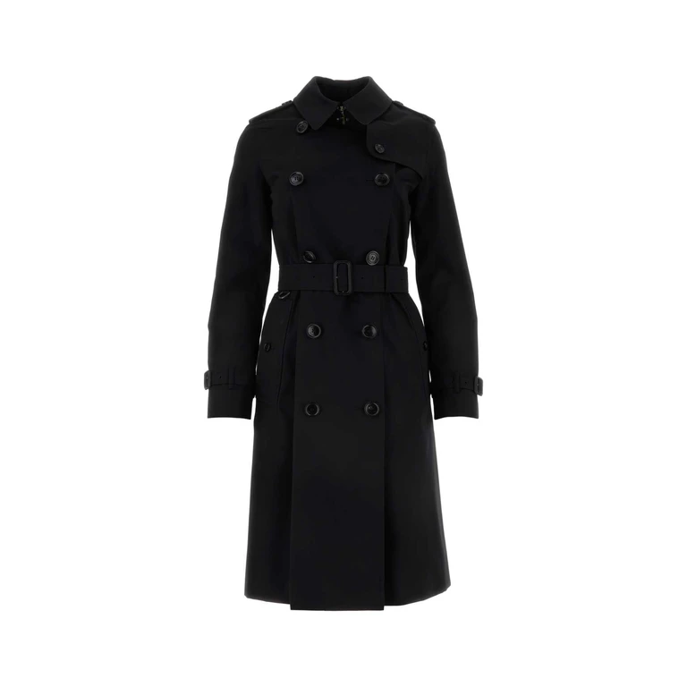 Burberry Black Gabardine Heritage Kensington Trench Coat - Women