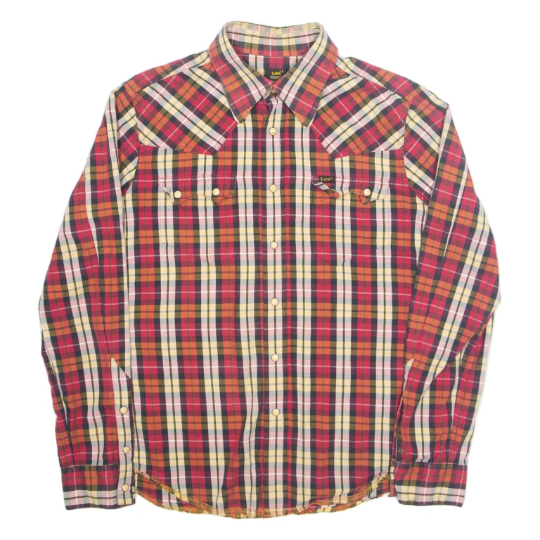 LEE Mens Shirt Red Check Long Sleeve L