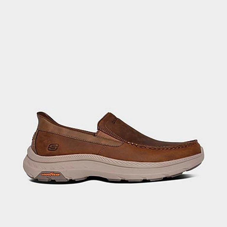 Men's Skechers Slip-ins Relaxed Fit: Pollard - Osgood Casual Shoes (Wide Width) in Desert Size: 7.0