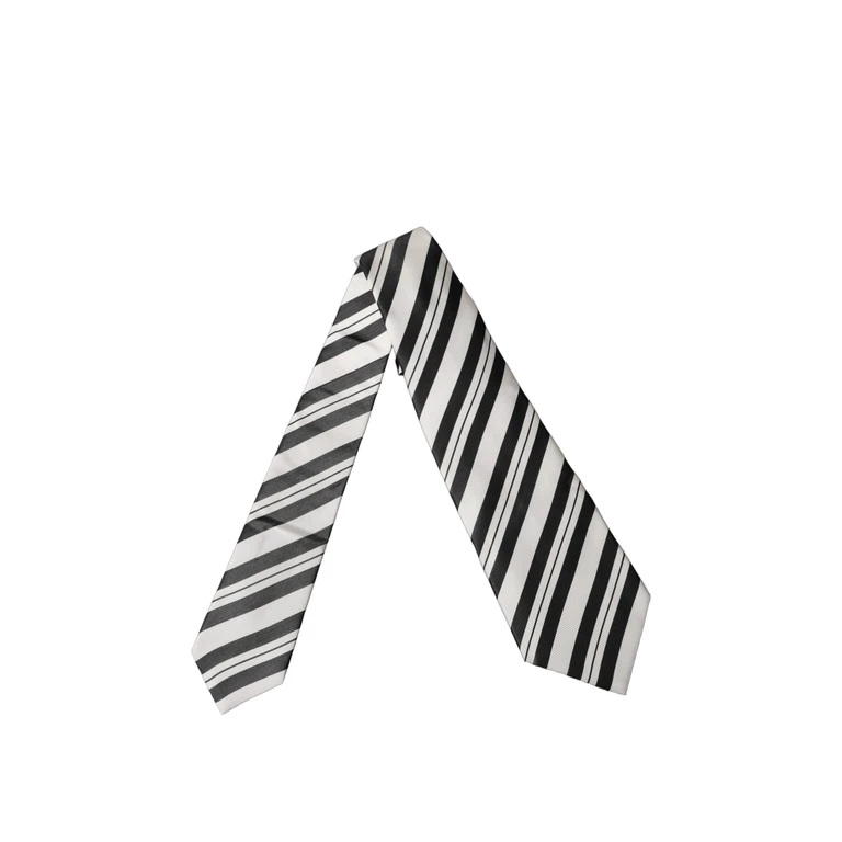 Dolce & Gabbana Black White Stripes Silk Adjustable Women Necktie Tie And - Women