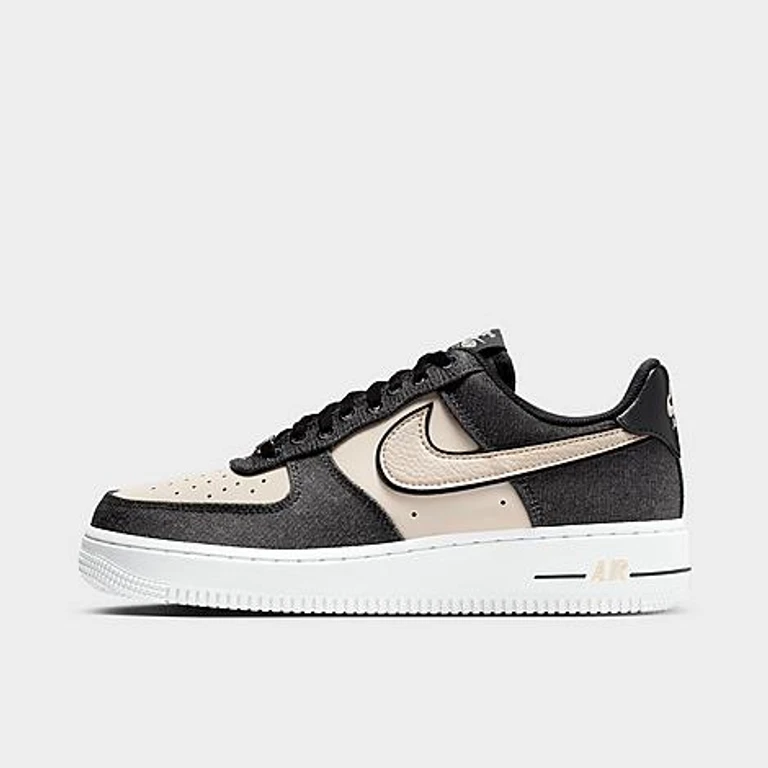 Nike Women's Air Force 1 '07 SE Casual Shoes in Black/White/Metallic Silver Size: 5.0