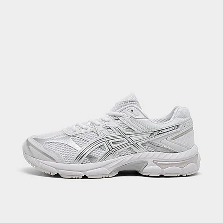 Big Kids ASICS Gel-Cumulus 16 Casual Shoes in White/Pure Silver Size: 3.5