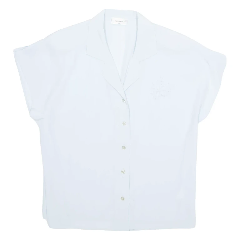 Sheer Womens Blouse Blue V-Neck L