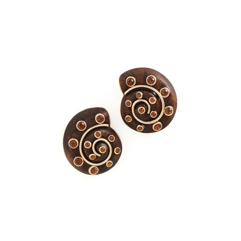 BaubleBar High Tide Shell Statement Earrings Brown One Size
