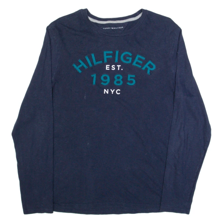TOMMY HILFIGER Mens T-Shirt Blue Long Sleeve M