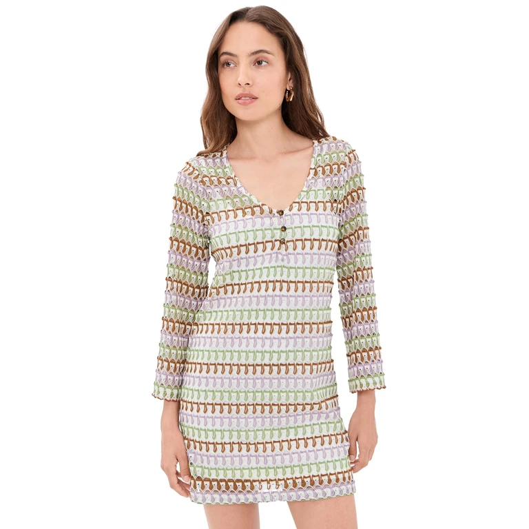 Veronica Beard Jean Novien Dress Deep Ochre/Dove Multi L