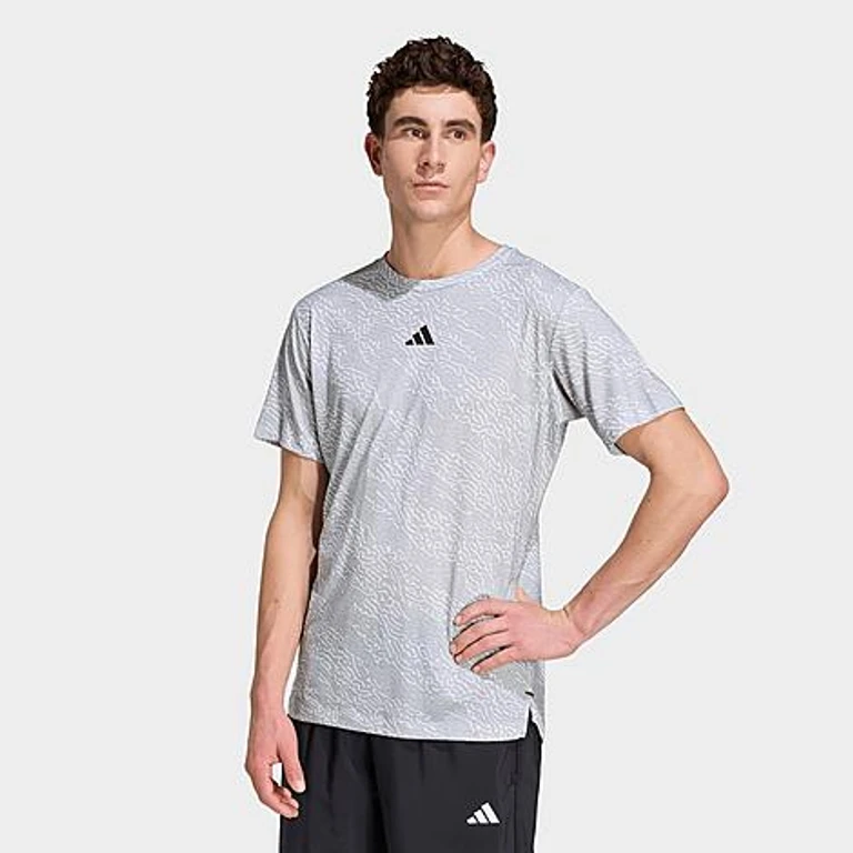 adidas Men's D4T Primelift Allover Print T-Shirt in Wonder Sage/White Size: Small