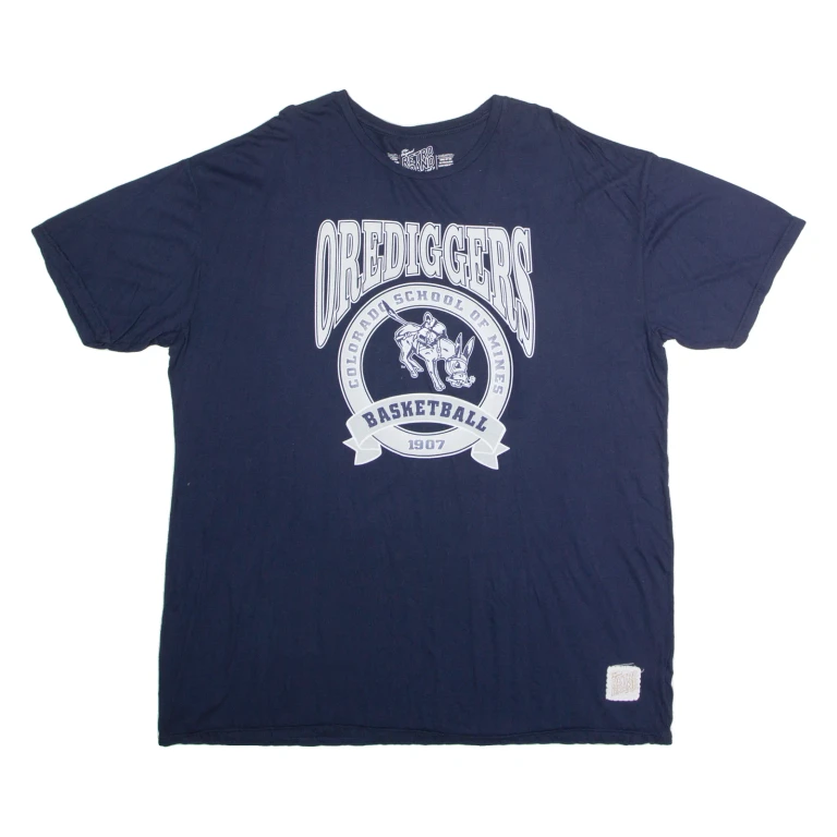 ORIGINAL RETRO BRAND Colorado School Of Mines Basketball Orediggers Mens T-Shirt Blue USA 2XL