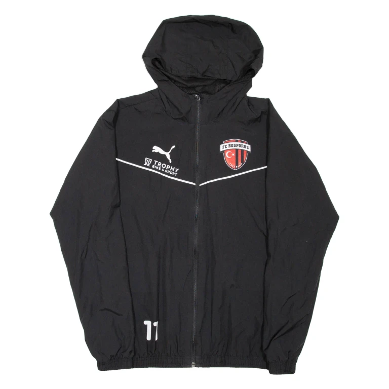 PUMA FC BOSPORUS Mens Rain Jacket Black Hooded M