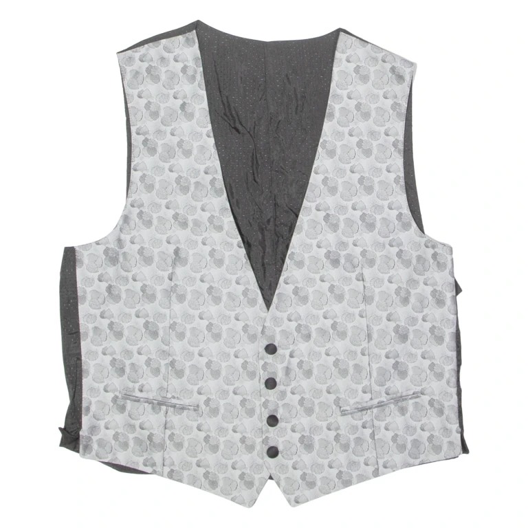 Mens Blazer Waistcoat Silver Floral L