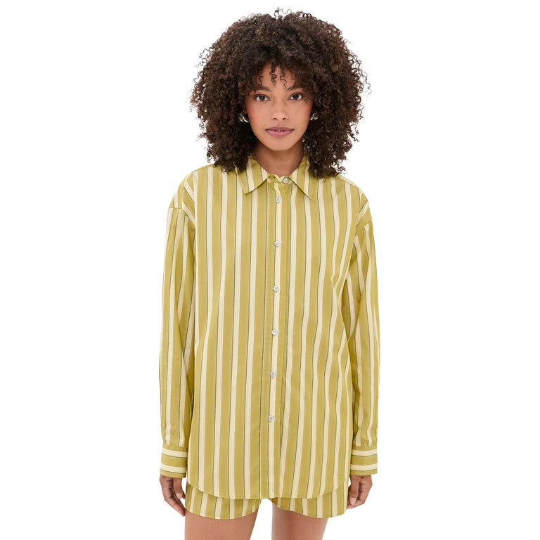 Oversized Button Down Shirt Pistachio Multi M