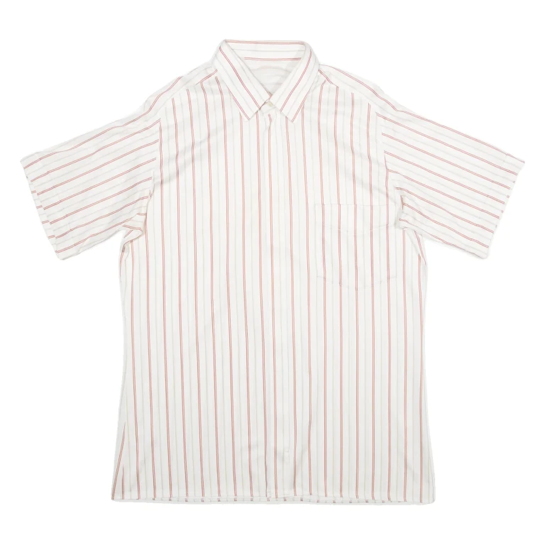 Full Zip Mens Shirt White Striped M