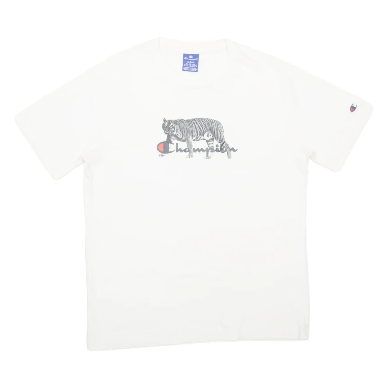 CHAMPION Tiger Mens T-Shirt Cream L