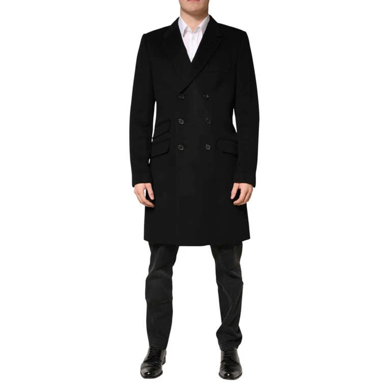 Black Wool Double Breasted Trenchcoat Jacket Cashmere Clothing - Men