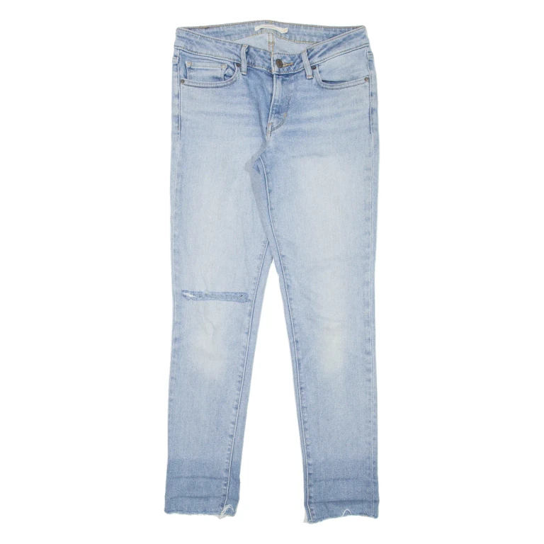 LEVI'S 711 Distressed Womens Jeans Blue Slim Skinny Stone Wash W27 L27