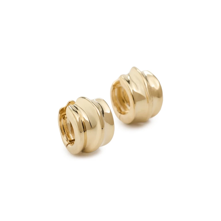 Small Wave Hoop Earrings Gold One Size