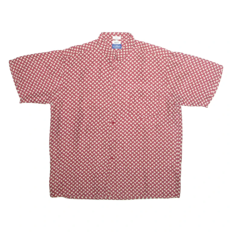 GARRY Mens Shirt Red Viscose Crazy Pattern XL