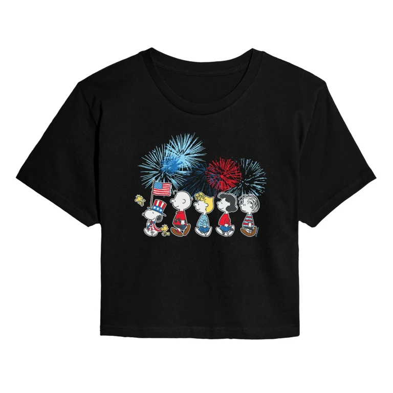 USA Parade - Juniors Cropped Graphic T-Shirt