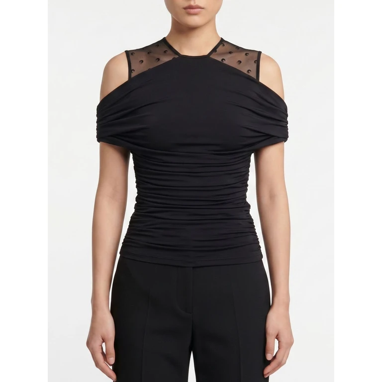 Draped Off-The-Shoulder Stretch-Viscose Top (WTO468ACJER0022BK99)