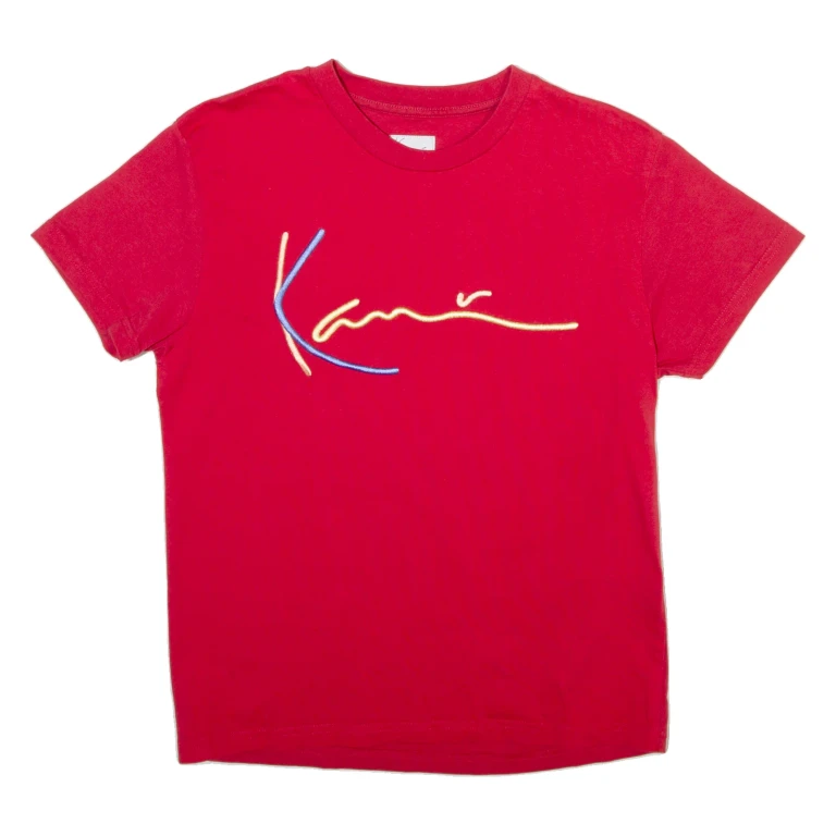 KARL KANI Womens T-Shirt Red Crew Neck M