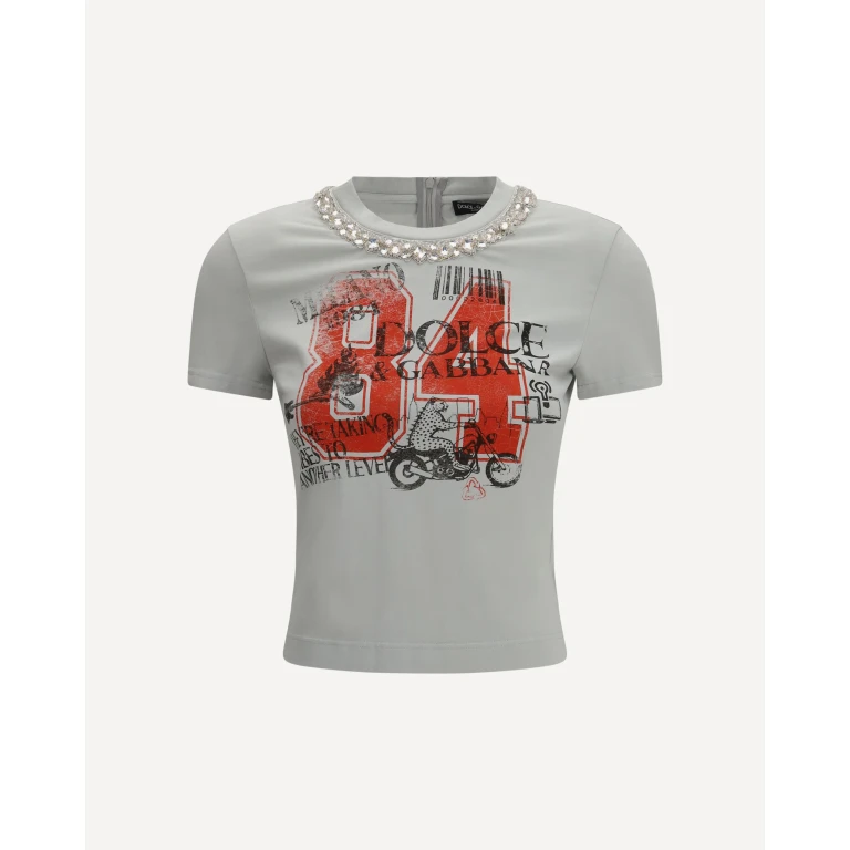 T-shirt en jersey Dolce & Gabbana avec imprimé et cristaux